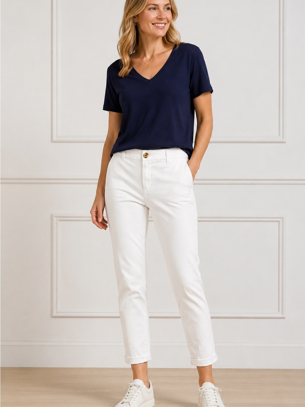 Tommy Hilfiger White Cropped Chino Pants Women’s Size 8 Stretch Cotton Career